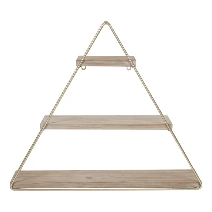 Iron and Solid Sheesham Wood 3 Tiered Floating Rustic Wall Shelf - Furnishiaa -  -